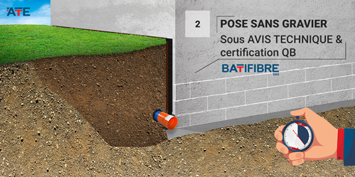 Pose d'un drainage sans gravier BATIFIBRE